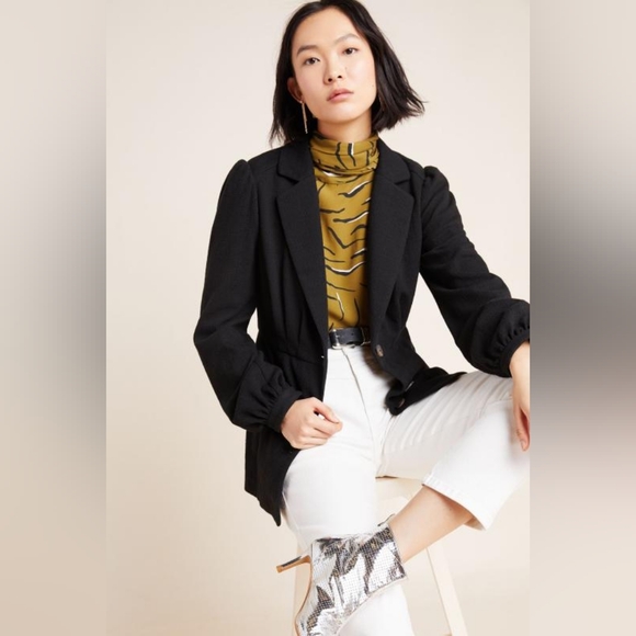 EUC Anthropologie Lexi Knit Black Blazer, Sz Small - Picture 3 of 11